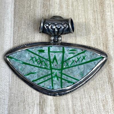 Sterling silver and green stone Slider Pendant