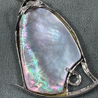 Large Abalone Fish and Sterling silver Pendant