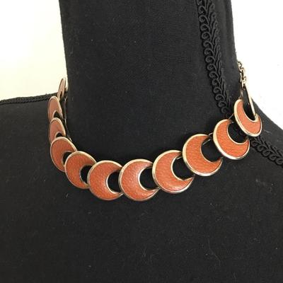 Rare vintage, metal, half moon, choker style necklace