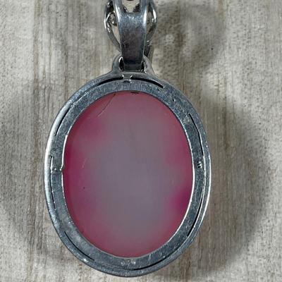 Pink Drusy Sterling silver Pendant