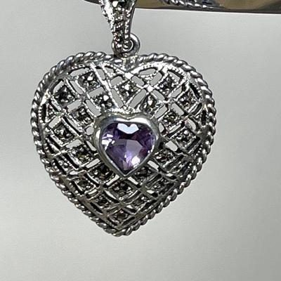 Sterling silver amethyst and marcasite Pendant