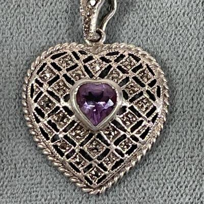 Sterling silver amethyst and marcasite Pendant