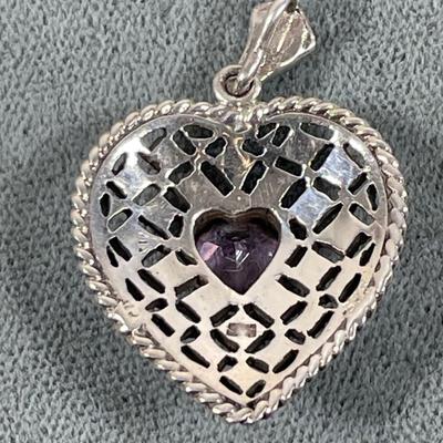 Sterling silver amethyst and marcasite Pendant