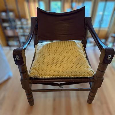 Leather Safari Armchair with Pillow (GB-BM)