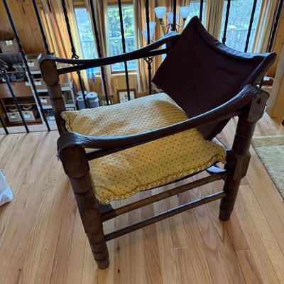 Leather Safari Armchair with Pillow (GB-BM)