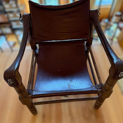Leather Safari Armchair with Pillow (GB-BM)