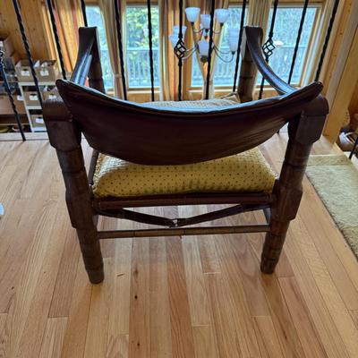 Leather Safari Armchair with Pillow (GB-BM)