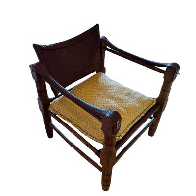 Leather Safari Armchair with Pillow (GB-BM)