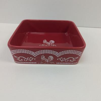 Temp-tations Tara Doodle Doo Red Rooster Square Baking Dish 7 3/4"