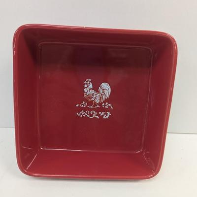 Temp-tations Tara Doodle Doo Red Rooster Square Baking Dish 7 3/4"