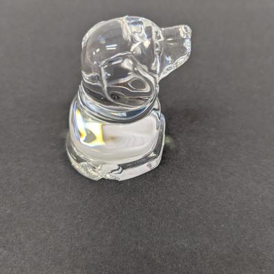 Steuben Dog & Puppy Love Hand Cooler Paperweight Signed Crystal Glass