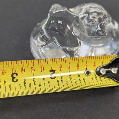 Steuben Dog & Puppy Love Hand Cooler Paperweight Signed Crystal Glass