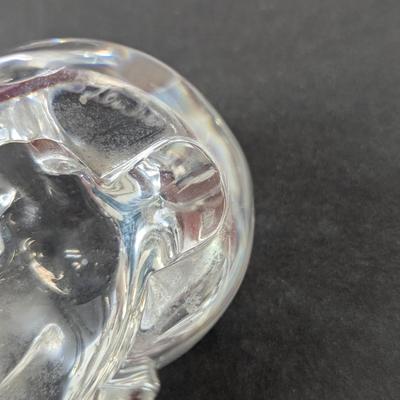 Steuben Dog & Puppy Love Hand Cooler Paperweight Signed Crystal Glass