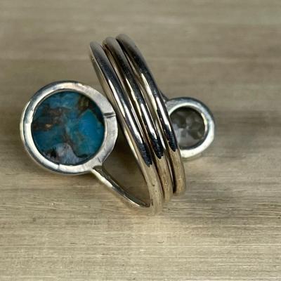 Sterling silver Tuquoise Wrap Ring 7.5
