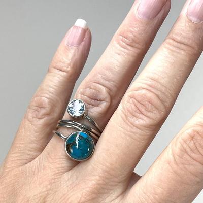 Sterling silver Tuquoise Wrap Ring 7.5