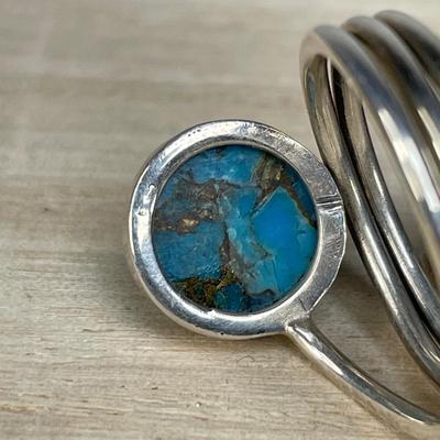 Sterling silver Tuquoise Wrap Ring 7.5