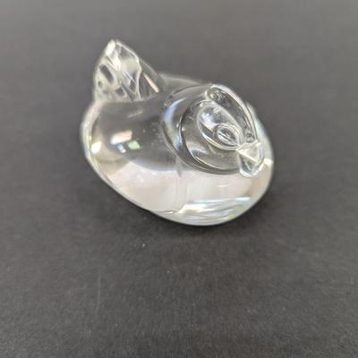 Steuben Chicken Hand Cooler Paperweight Signed Crystal Glass
