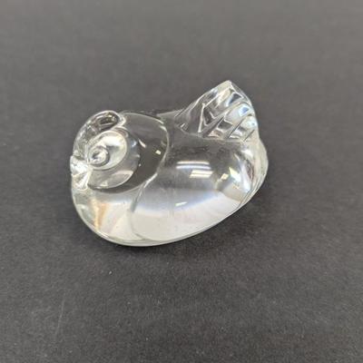Steuben Chicken Hand Cooler Paperweight Signed Crystal Glass