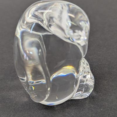 Steuben Penguin Hand Cooler Paperweight Marked Crystal Glass