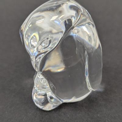 Steuben Penguin Hand Cooler Paperweight Marked Crystal Glass