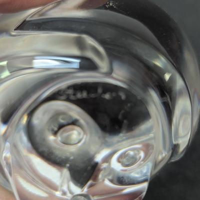 Steuben Owl Hand Cooler Paperweight Marked Crystal Glass