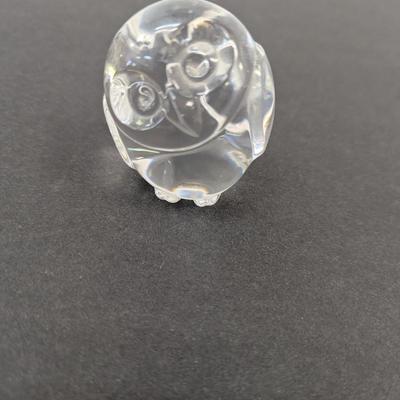 Steuben Owl Hand Cooler Paperweight Marked Crystal Glass