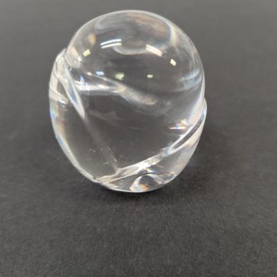 Steuben Owl Hand Cooler Paperweight Marked Crystal Glass