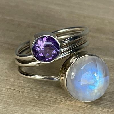 Moonstone Sterling silver wrap Ring 8
