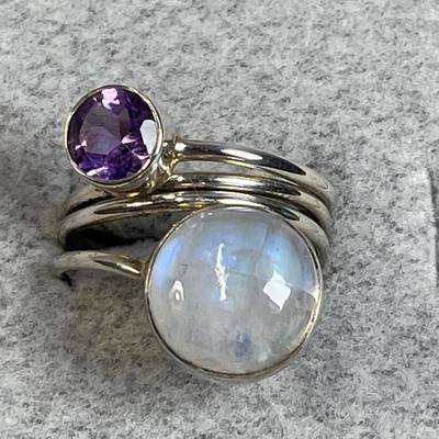 Moonstone Sterling silver wrap Ring 8