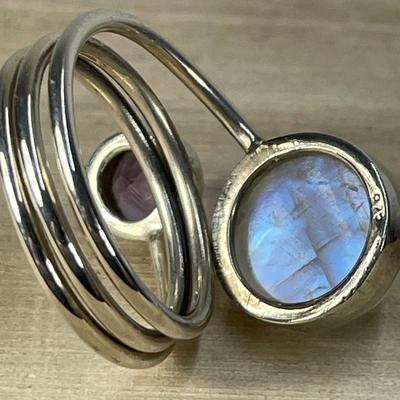 Moonstone Sterling silver wrap Ring 8