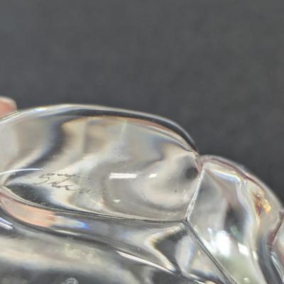 Steuben Rabbit Hand Cooler Paperweight Signed Crystal Glass