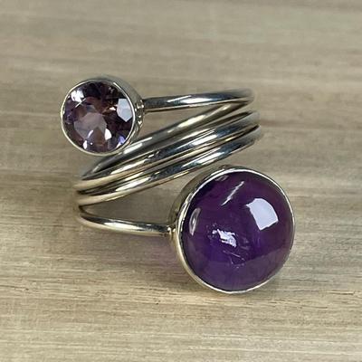 Amethyst and Sterling Silver wrap Ring 8.5