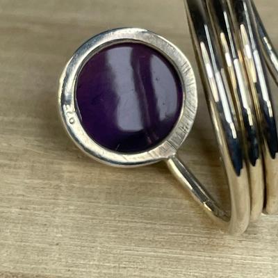 Amethyst and Sterling Silver wrap Ring 8.5