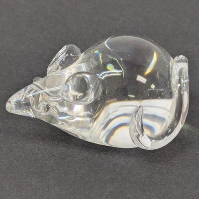 Steuben Mouse Hand Cooler Paperweight Signed Crystal Glass