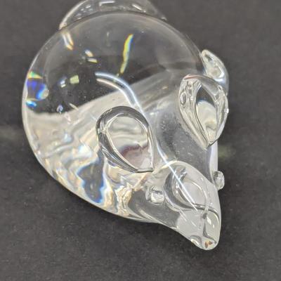 Steuben Mouse Hand Cooler Paperweight Signed Crystal Glass