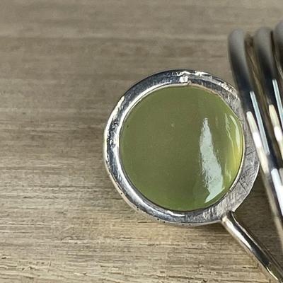 Prehnite Sterling silver wrap Ring 8.5