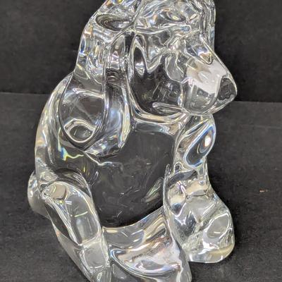 Orrefors Dog Hand Cooler Paperweight Signed Crystal Glass