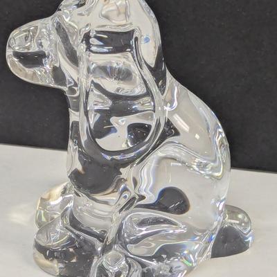 Orrefors Dog Hand Cooler Paperweight Signed Crystal Glass