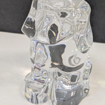 Orrefors Dog Hand Cooler Paperweight Signed Crystal Glass
