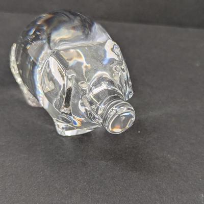 Orrefors Pig Hand Cooler Paperweight Signed Crystal Glass