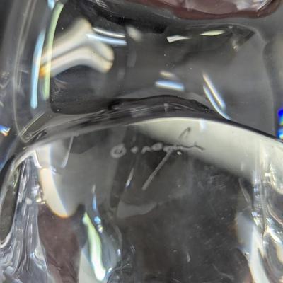 Orrefors Pig Hand Cooler Paperweight Signed Crystal Glass