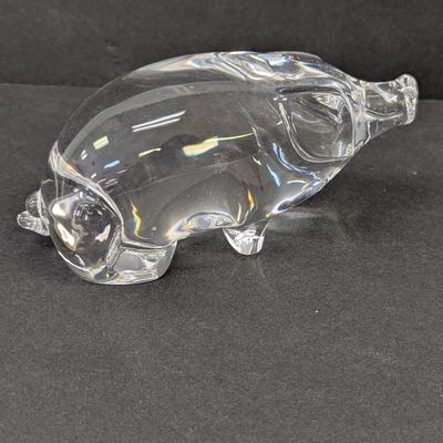 Orrefors Pig Hand Cooler Paperweight Signed Crystal Glass
