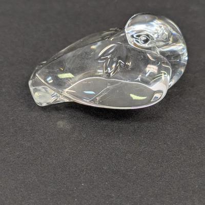 Steuben Duck Hand Cooler Paperweight Signed Crystal Glass