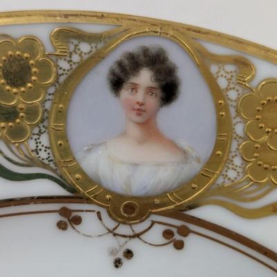 Set Of 8 Lamb Dresden Portrait Cabinet Plates