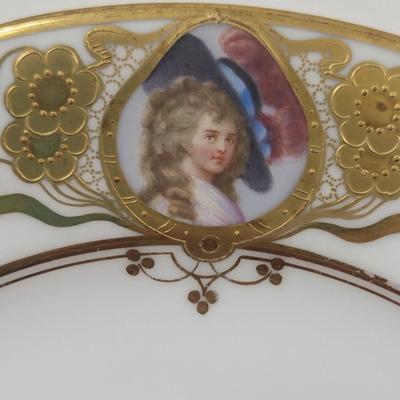 Set Of 8 Lamb Dresden Portrait Cabinet Plates
