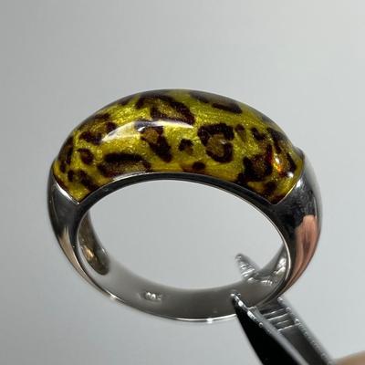 Leopard enamel Sterling Silver Ring 9