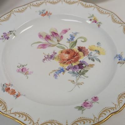 7 - Dresden Porcelain Antique Swirled Floral & Gold Plates