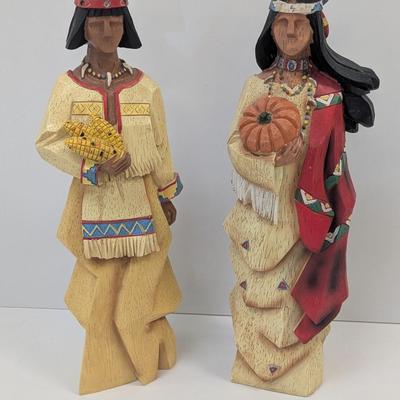 Pacific Rim Cubist Native American Indian Couple 18" Resin Harvest