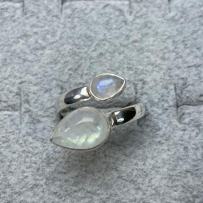 Moonstone Bypass Sterling Silver ring 8