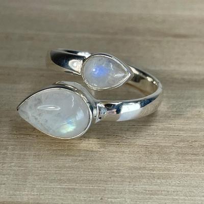 Moonstone Bypass Sterling Silver ring 8